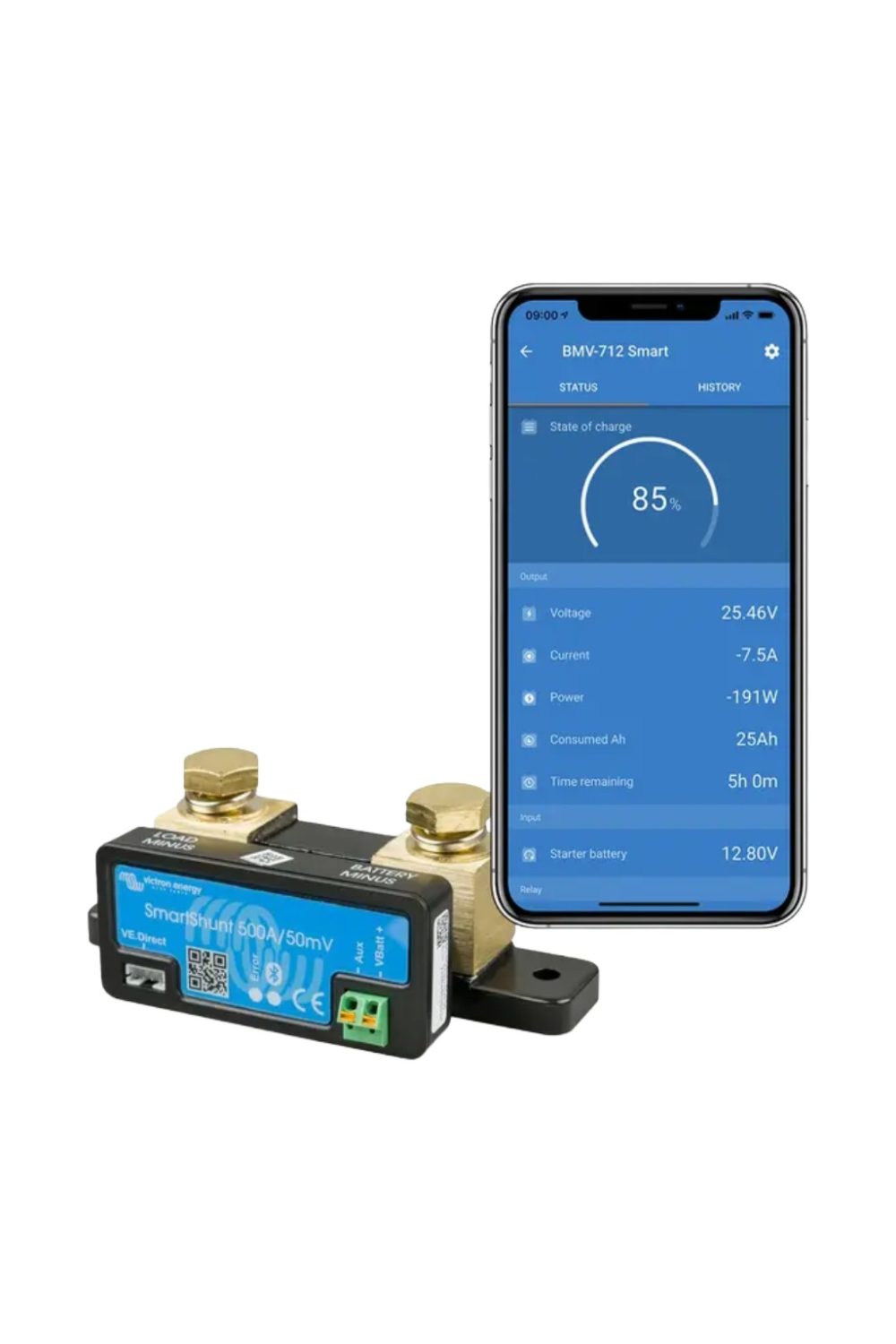 Victron SmartShunt 500A/50mV batteriovervåker med Bluetooth